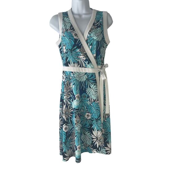Tommy Hilfiger Size XS 2 Polished Floral Print Wrap Blue‎ Midi Dress - Picture 1 of 8